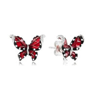 Sokolov Ohrstecker Schmetterlinge mit roter Emaille und...