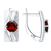 Diamant Ohrringe aus 925 Silber mit rotem Rhodolite und...